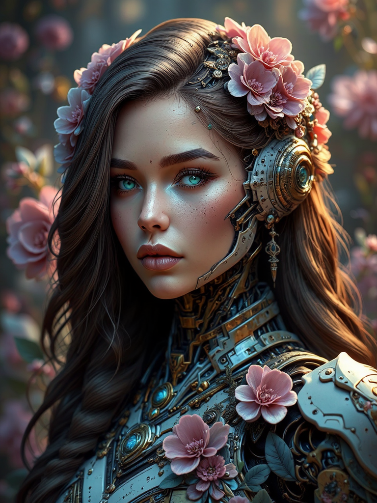 Steampunk robot portrait in