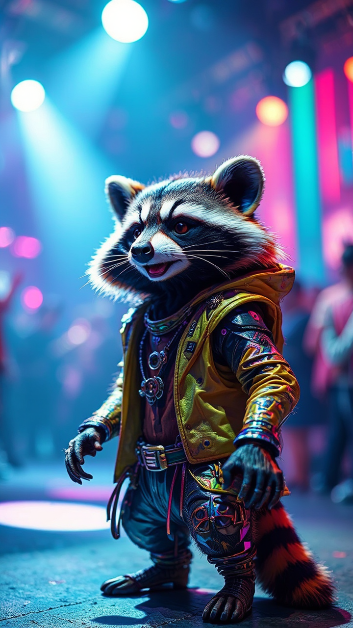 Raccoon dressed as rave