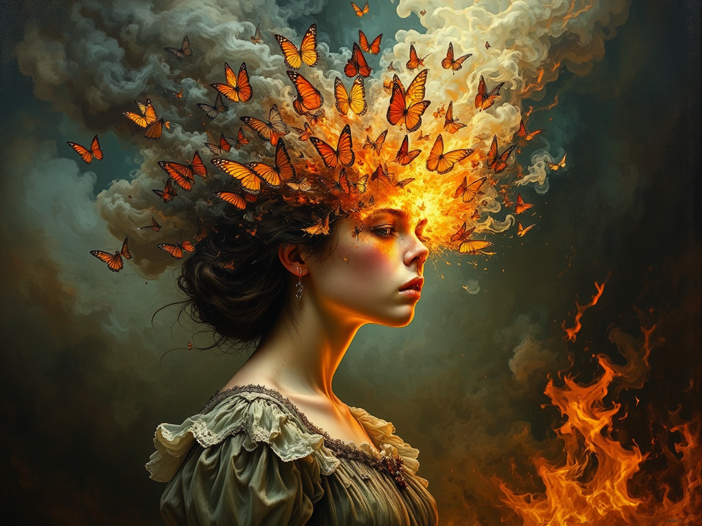 Butterflies and smoke erupt