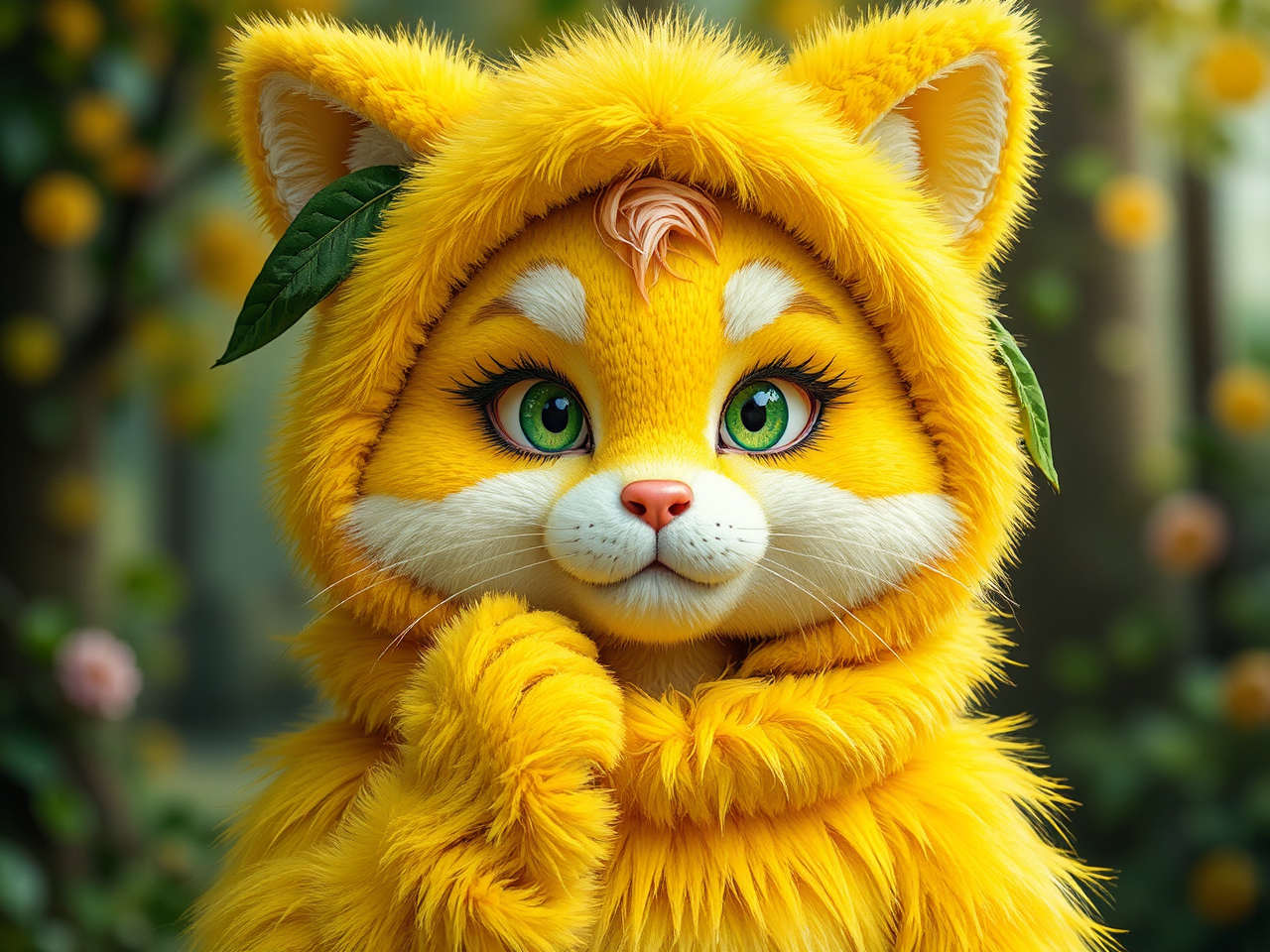 Furry anthropomorphic yellow lemur