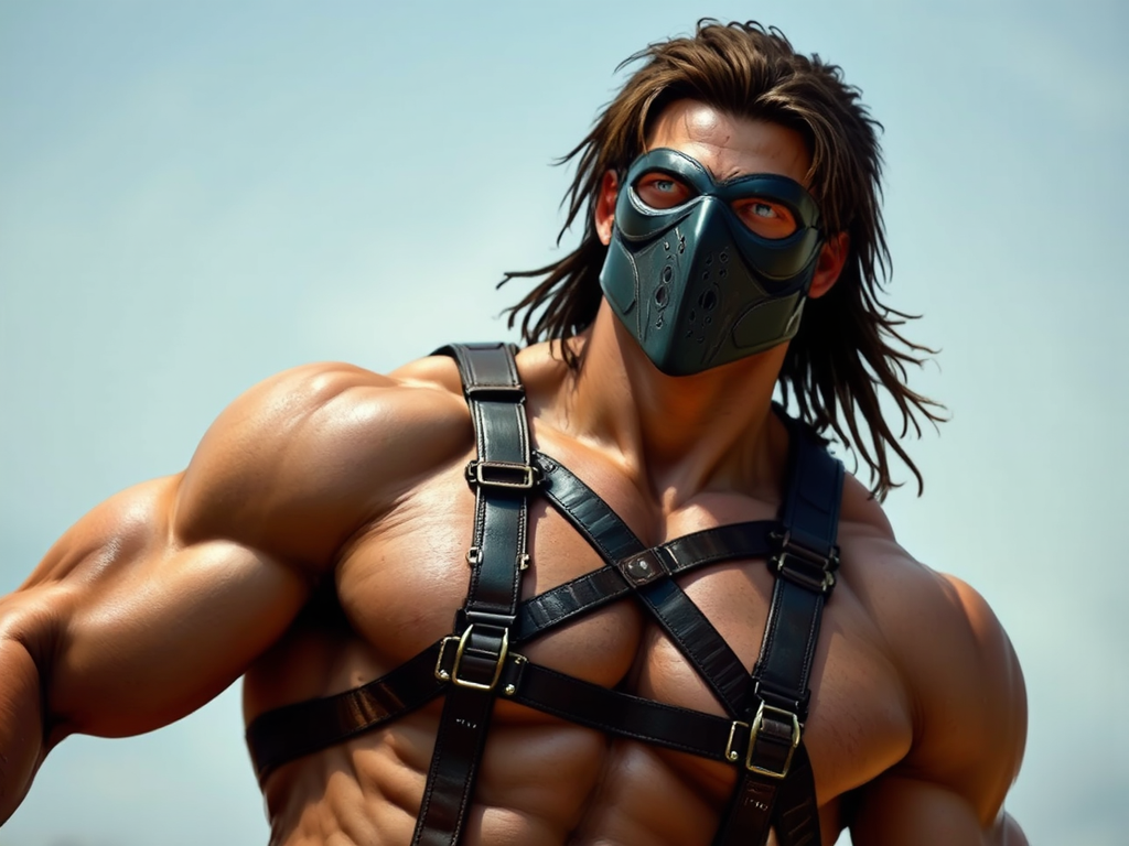 Muscular man in leather