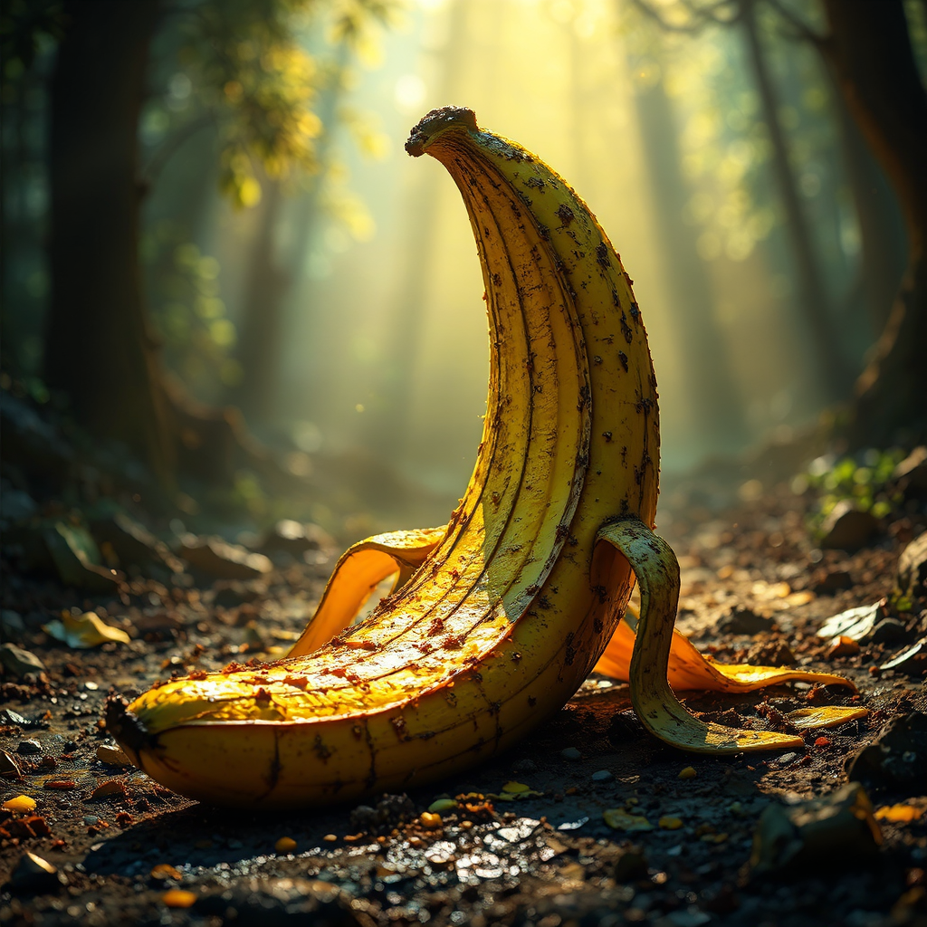A hyperrealistic banana peel