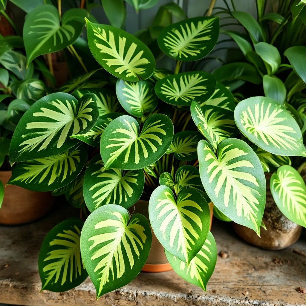 Tropical houseplant with colored