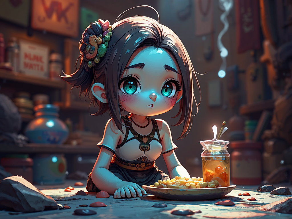 Fantasy junkshop interior scene