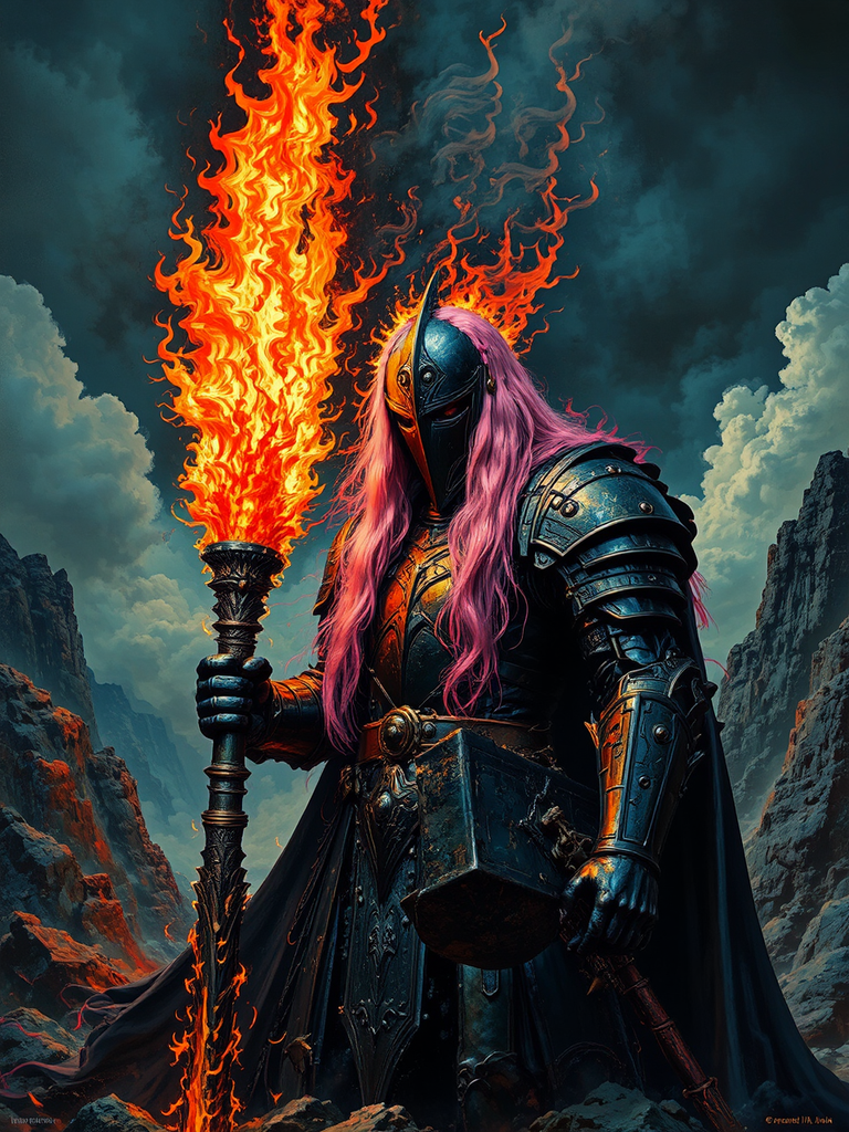 Ancient black knight with