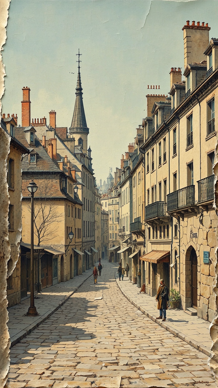 Medieval Parisian street in