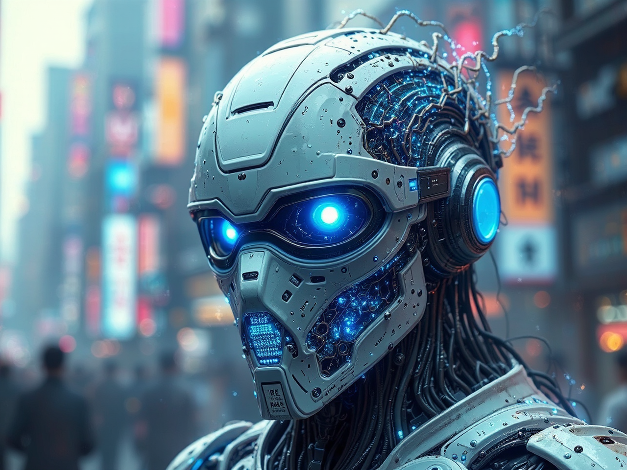 Futuristic robot with glowing
