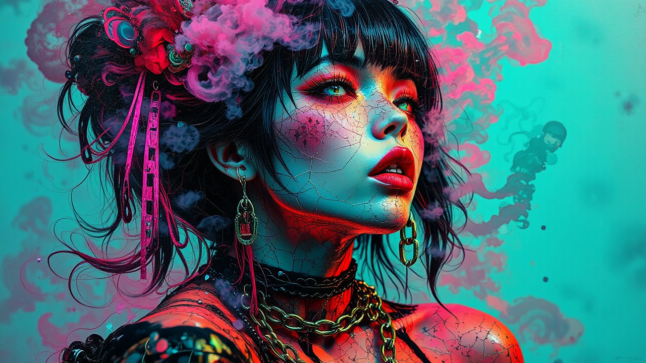 Neon portrait of a