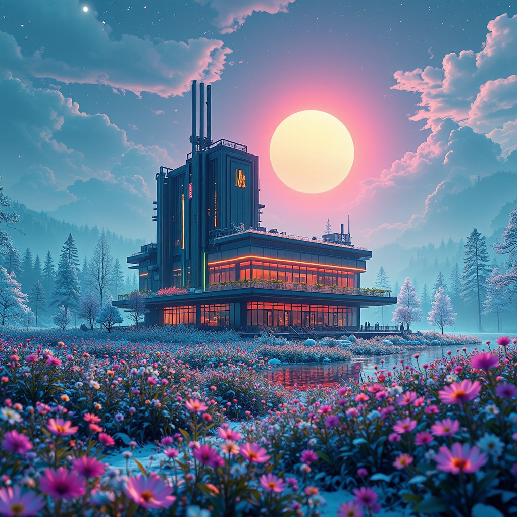 A futuristic restaurant building