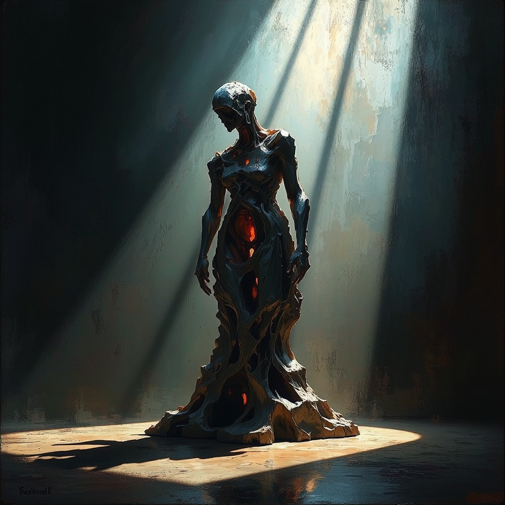 Abstract sculpture with dramatic