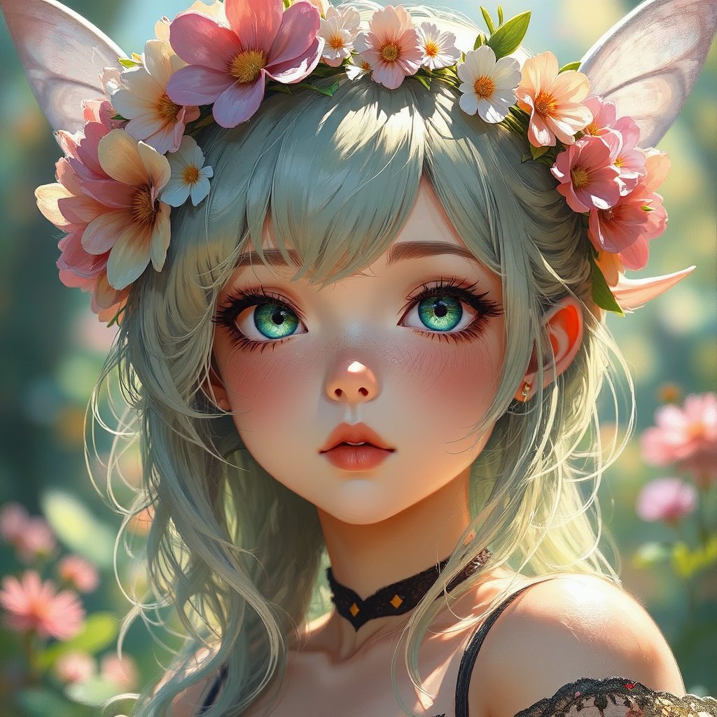 Anime pixie with flower