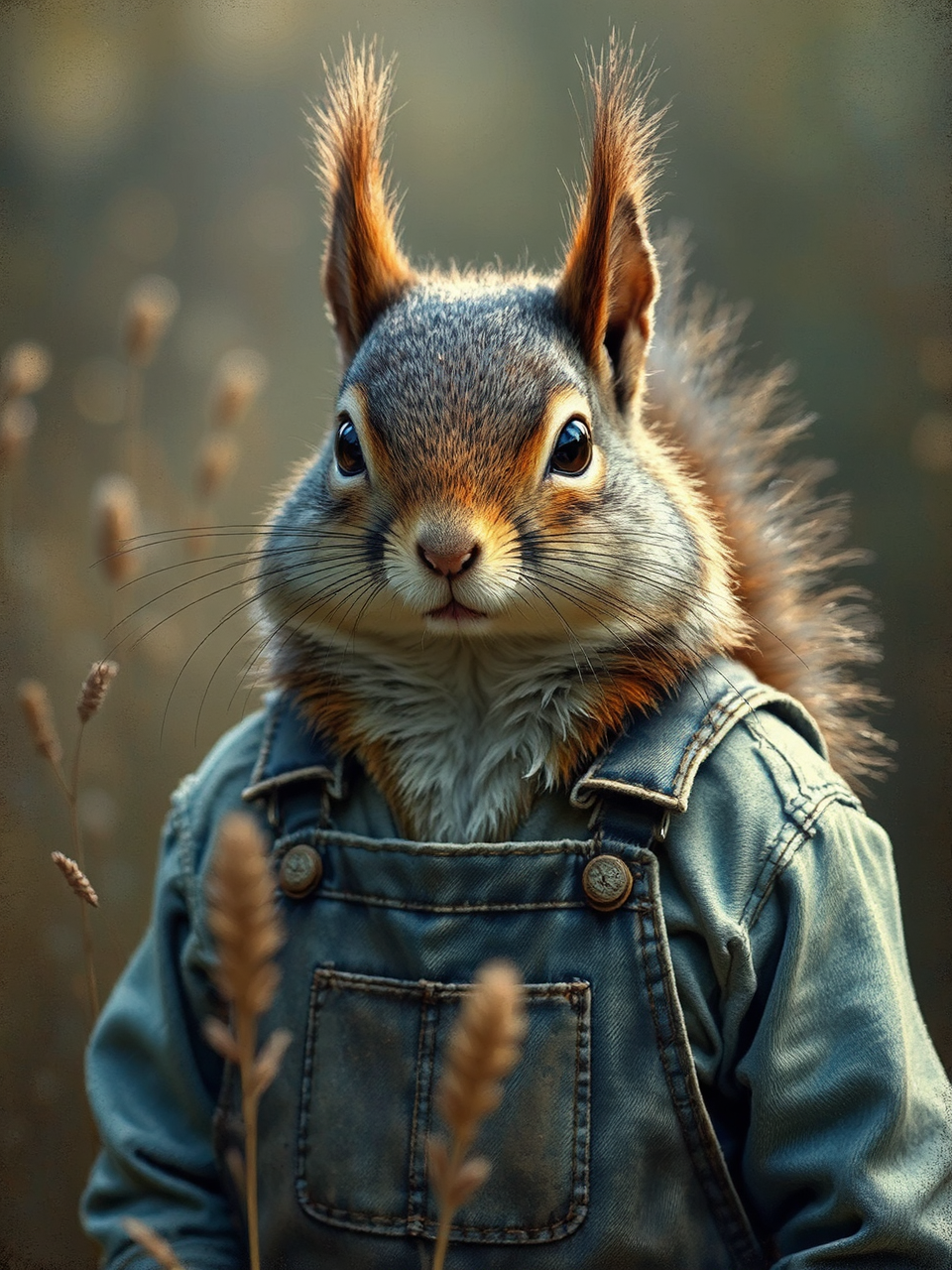 Squirrel farmer in blue