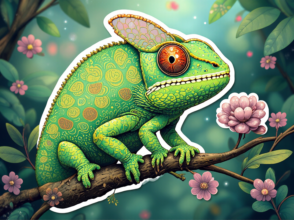 Cute Chameleon Sticker Design