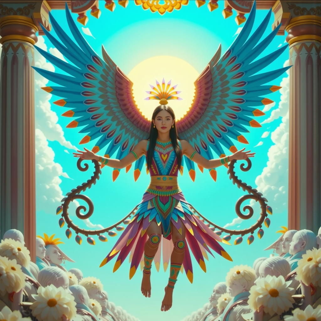 A dancing goddess surrounded