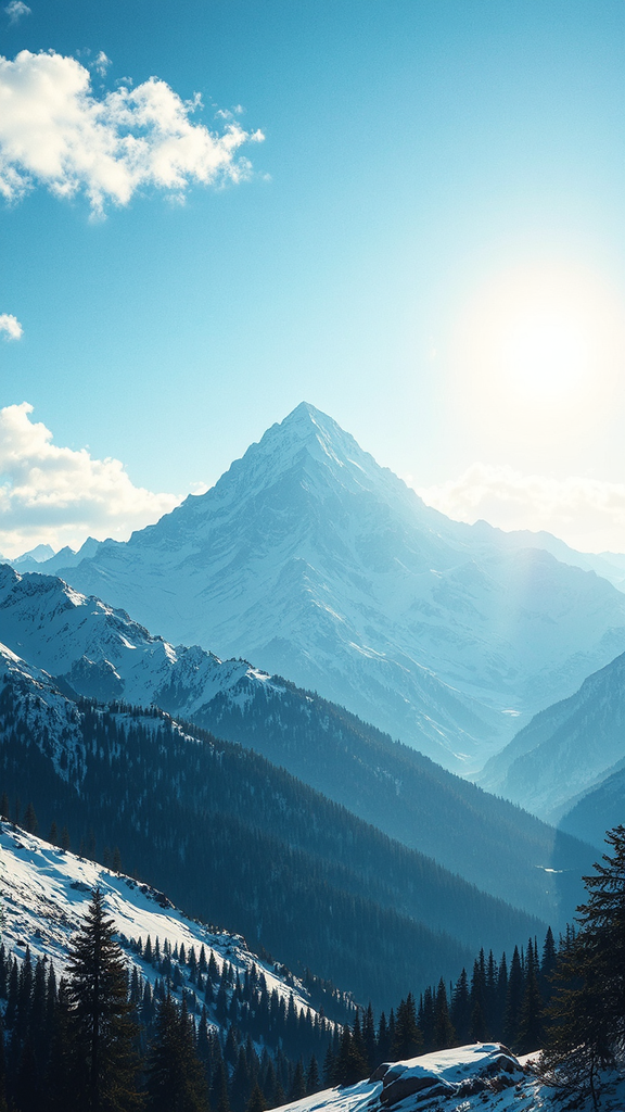 Mountain landscape with snowy