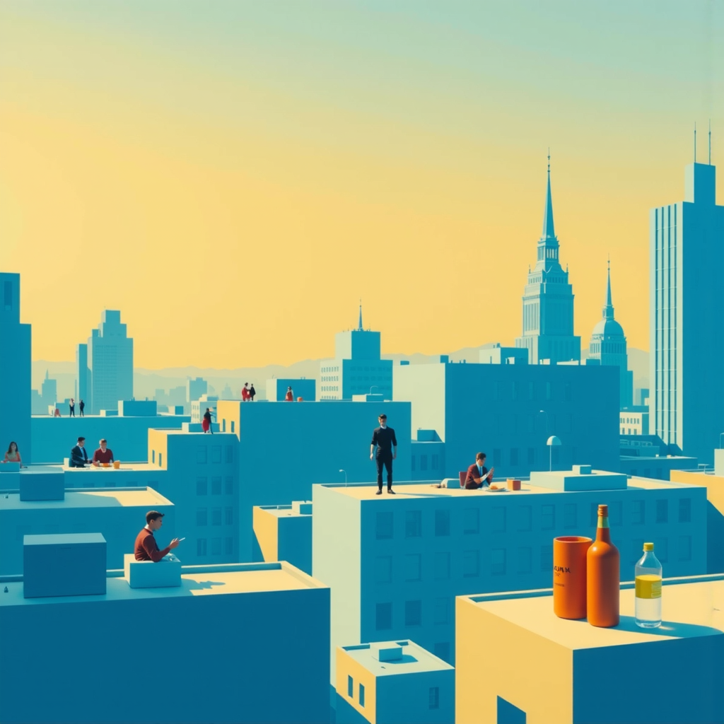 Rainbow colored cityscape