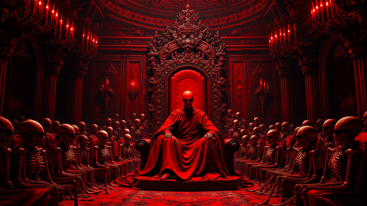 A red king sits