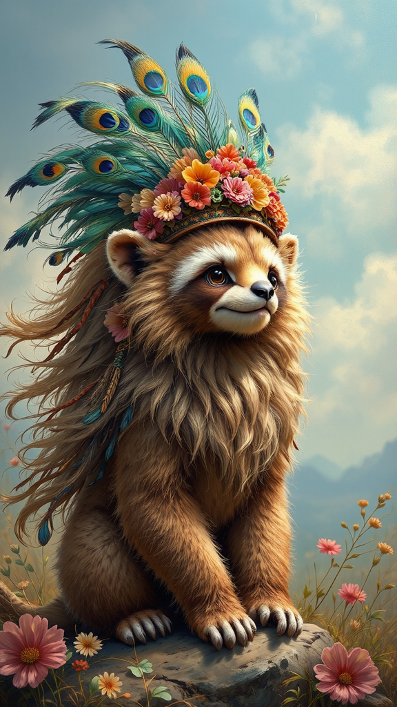 Cute sloth-lion hybrid with