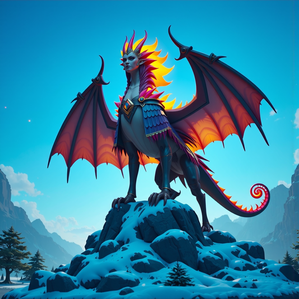 Flame-winged dragon mount with