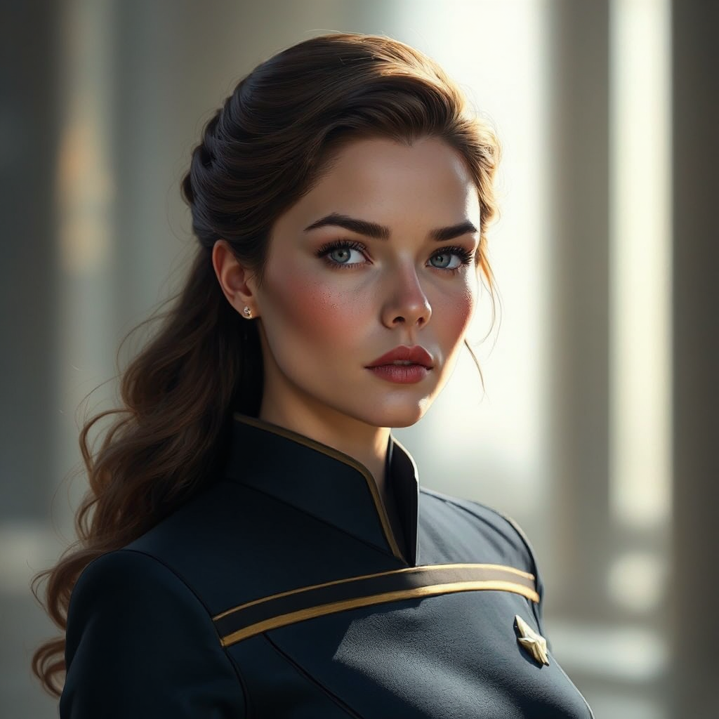Woman in Starfleet uniform.