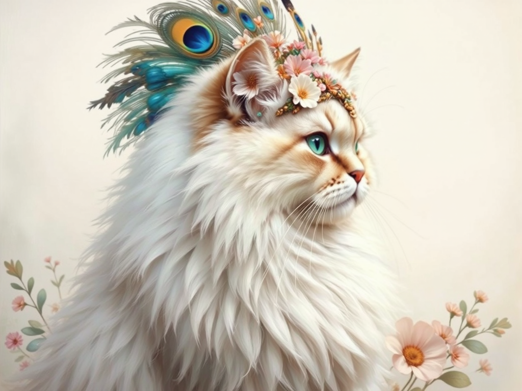 Persian cat in colorful
