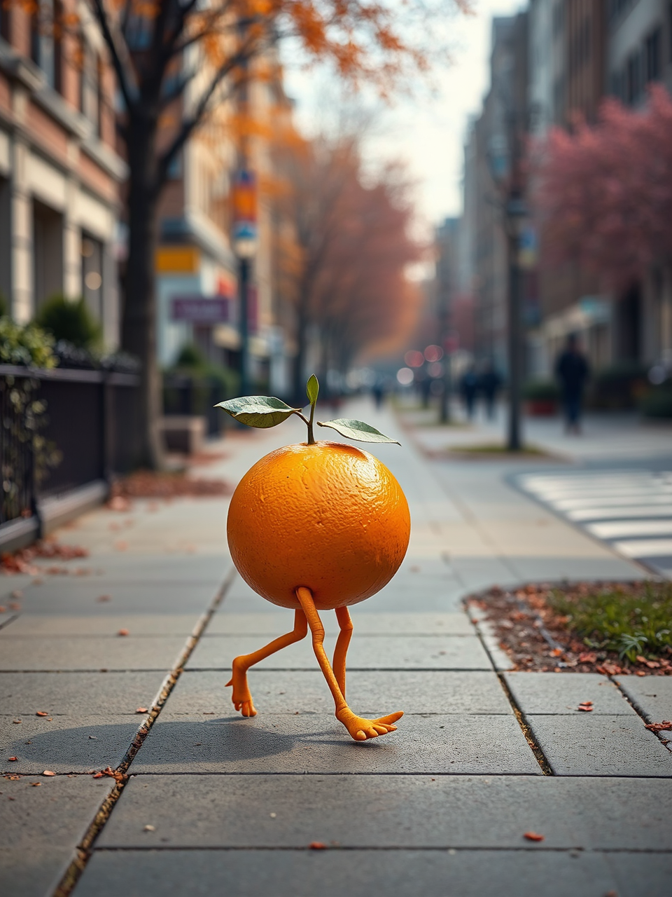 Orange with legs walks