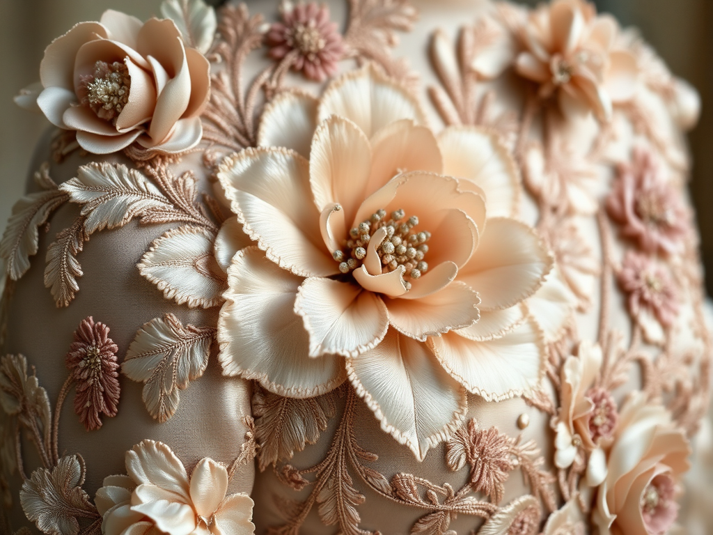 Elaborate silk embroidery with