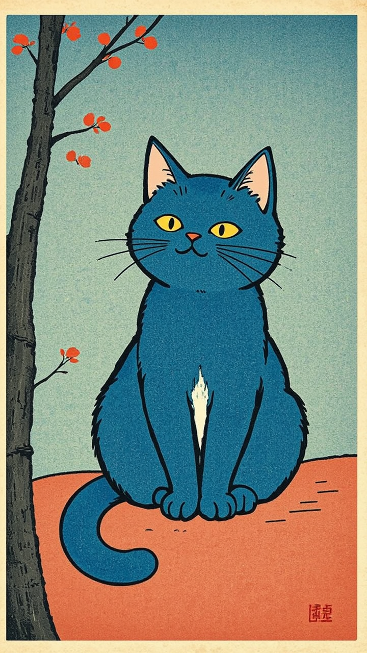 Whimsical Japanese woodblock print