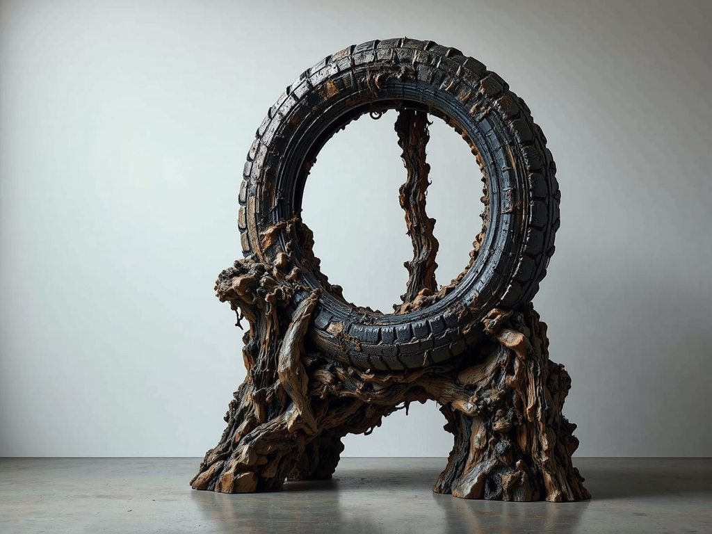 Mixed media abstract sculpture.