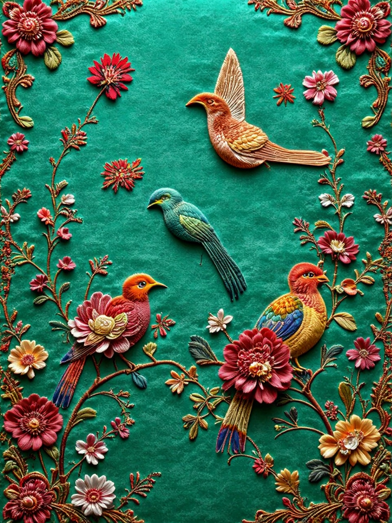 Elaborate velvet with bird