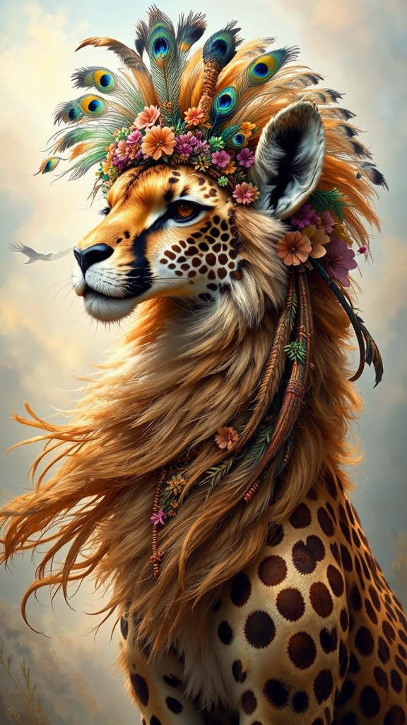 Hybrid creature with headdress