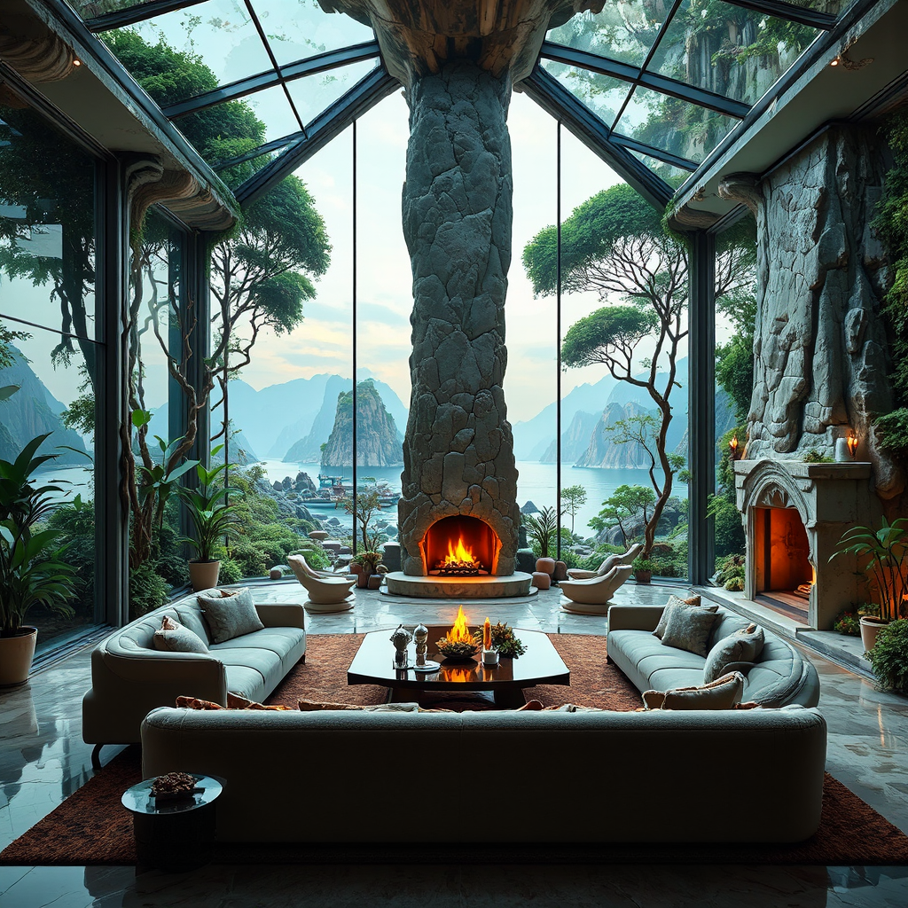 Luxurious futuristic living room.