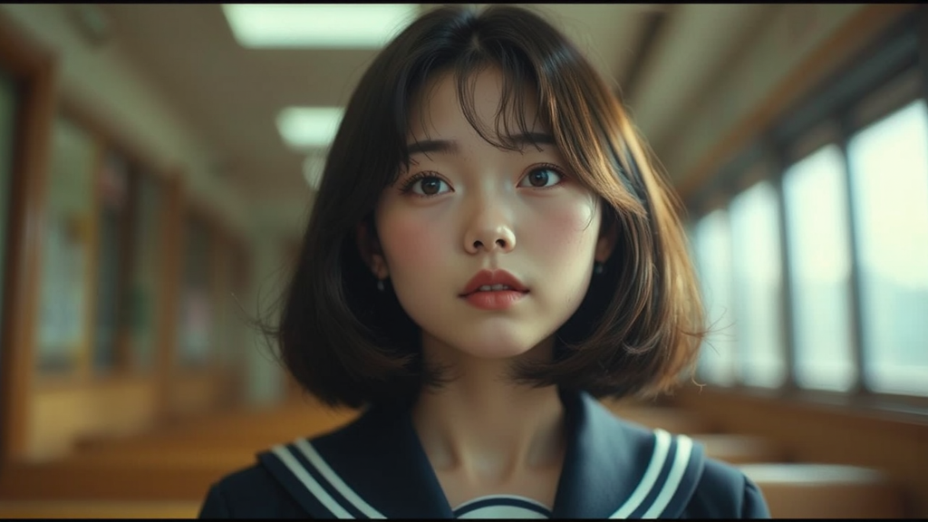 Woman in school uniform.