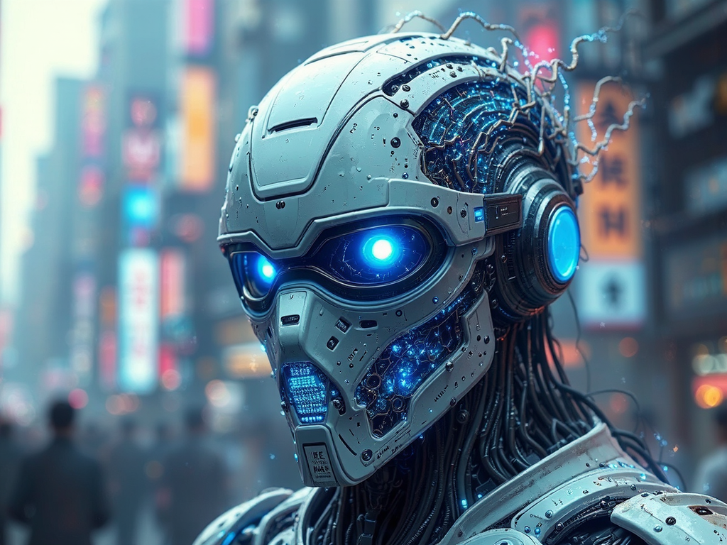 Futuristic robot with glowing