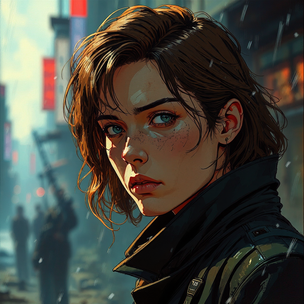 Dark cityscape with neon