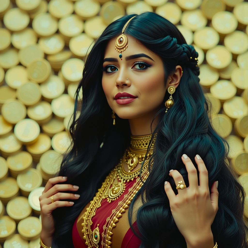 Lakshmi with gold and