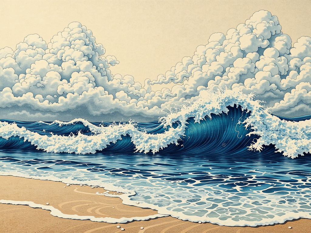 A beach scene with