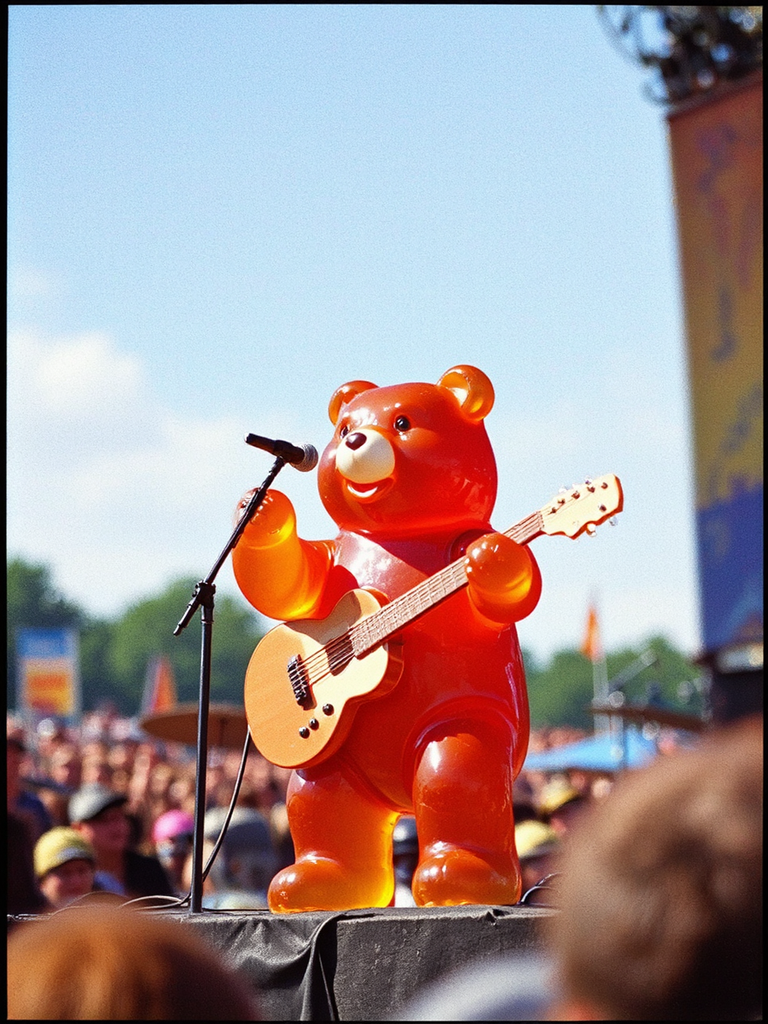 Gummy bear performs at