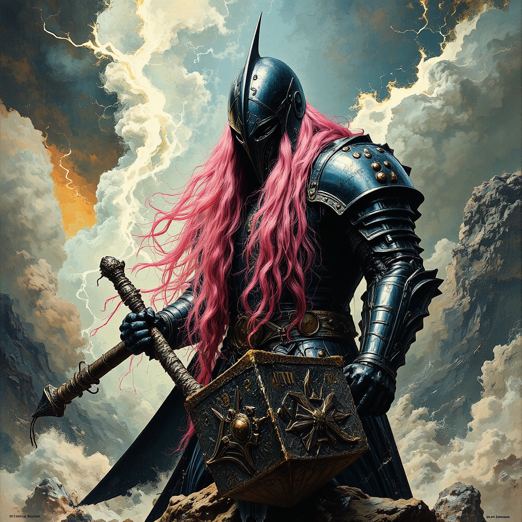 Ancient knight with long