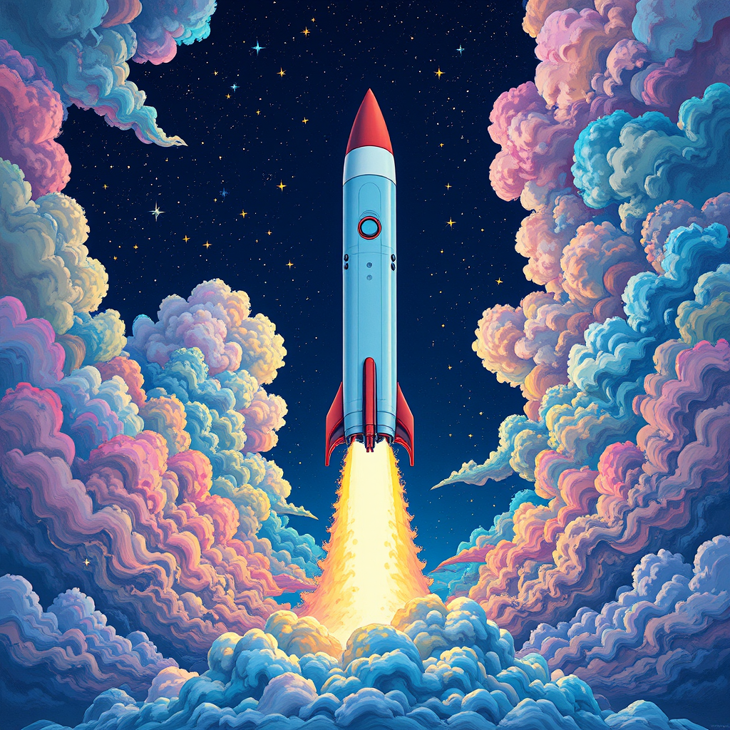 Vertical space rocket in