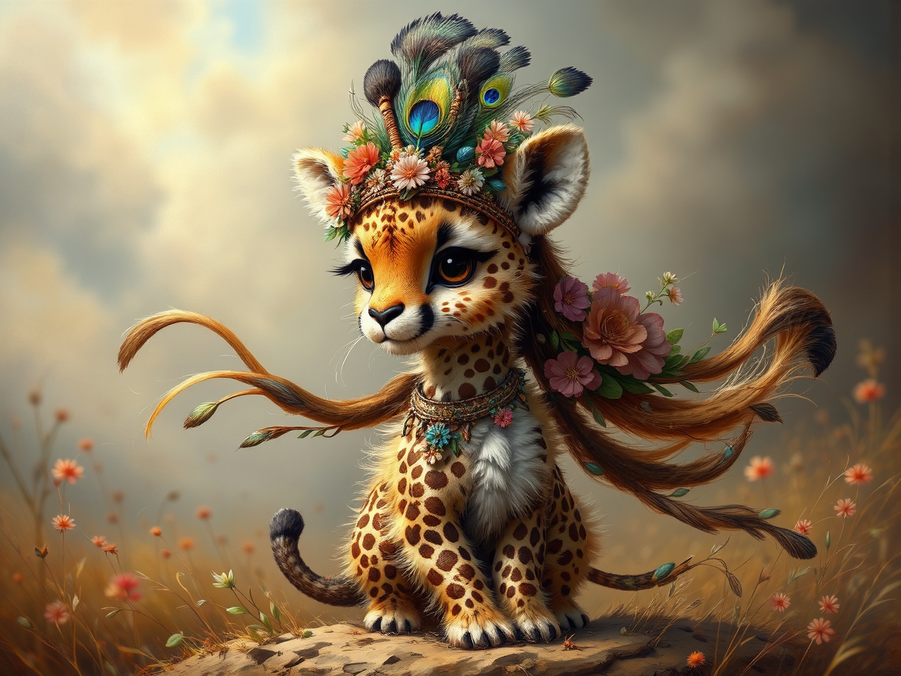 Cute giraffe-cheetah hybrid with