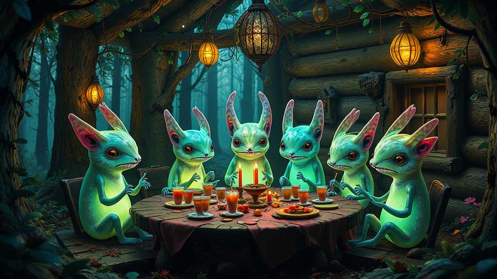 Glowing creatures at whimsical