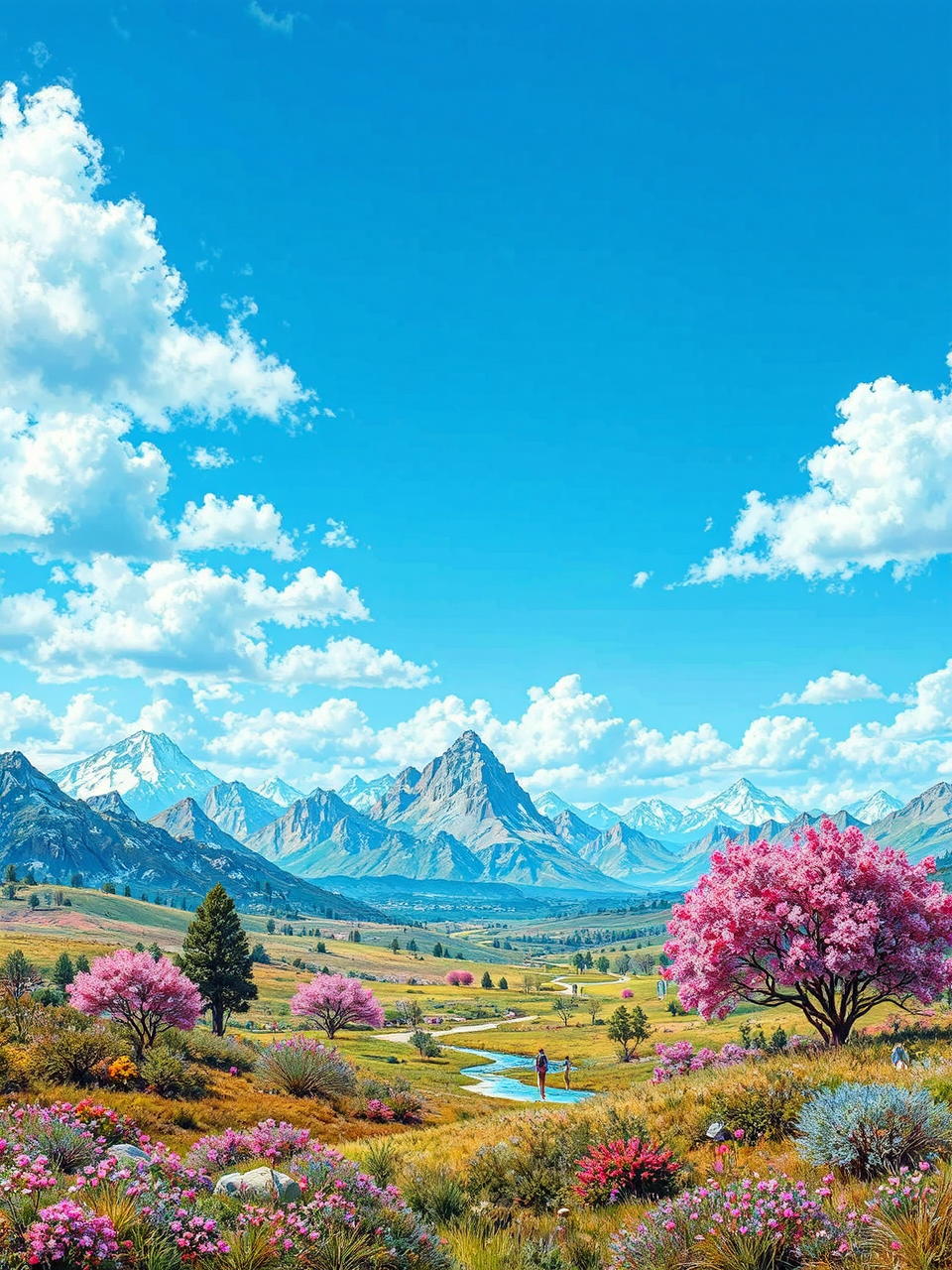 Landscape mural made of