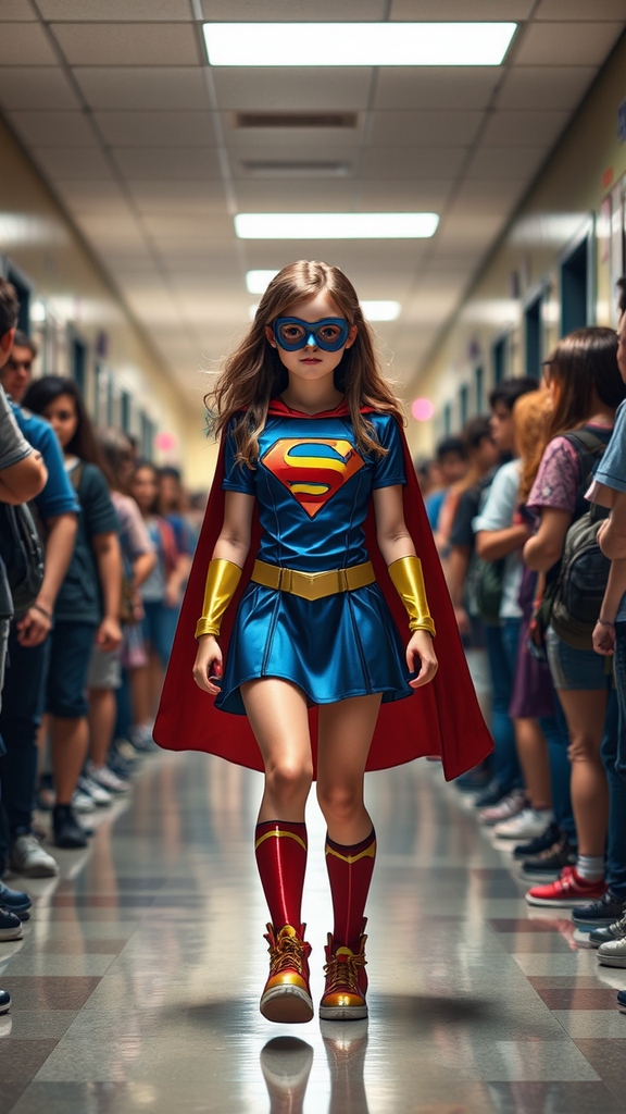 Girl in superhero costume