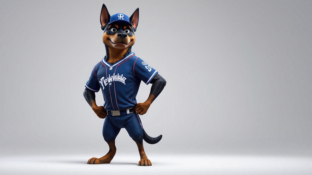 Athletic humanoid Rottweiler in
