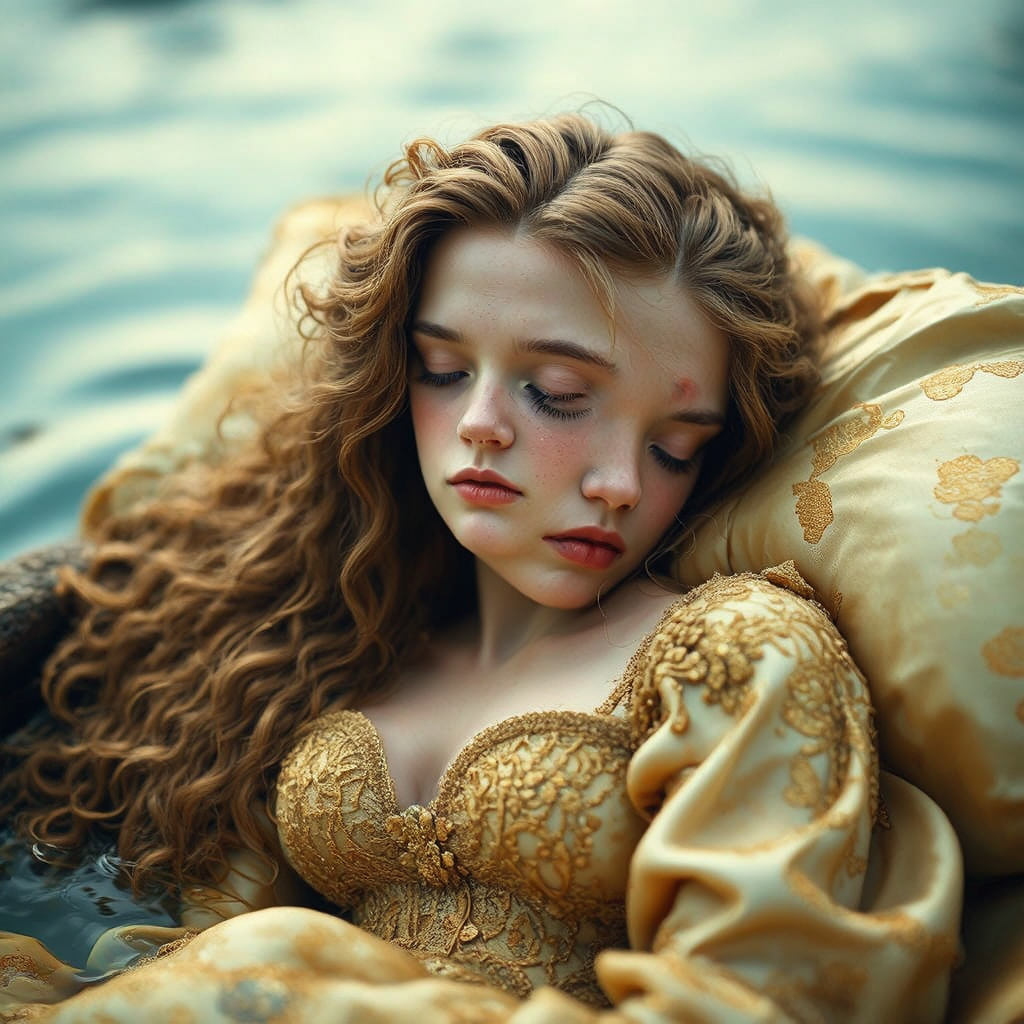 A woman sleeps on