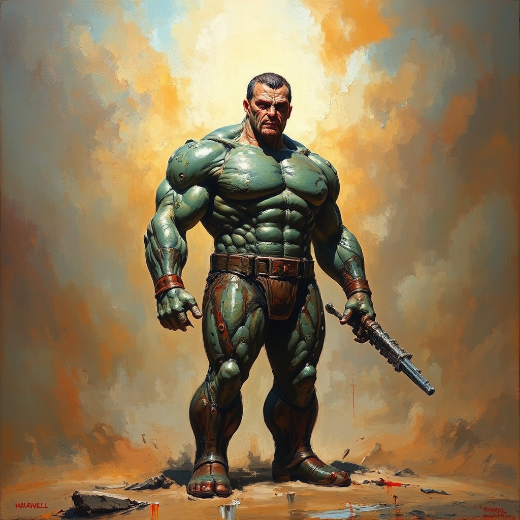 Full-body oil portrait of