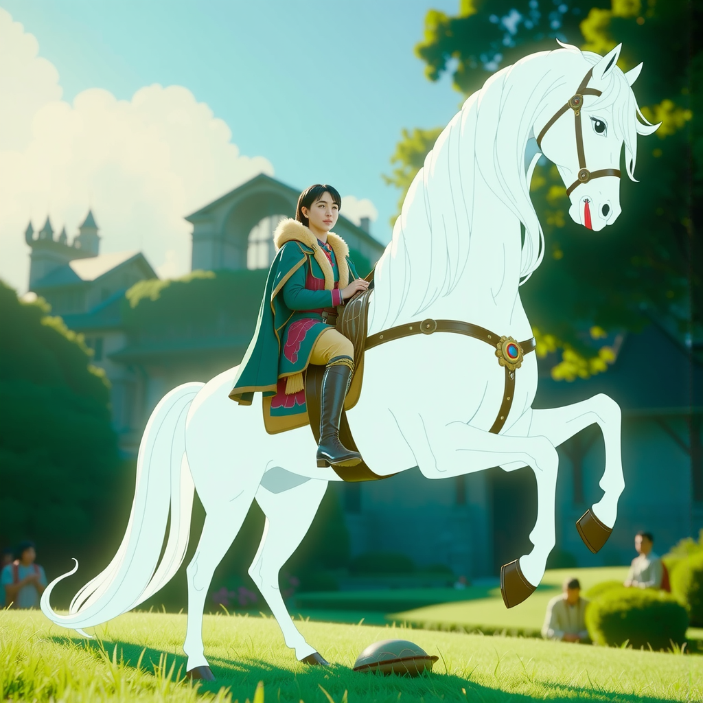 Epic white stallion stands