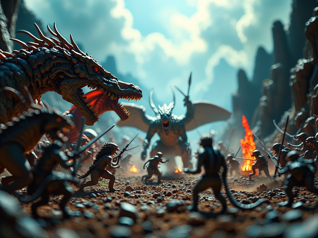 Epic fantasy battle clay