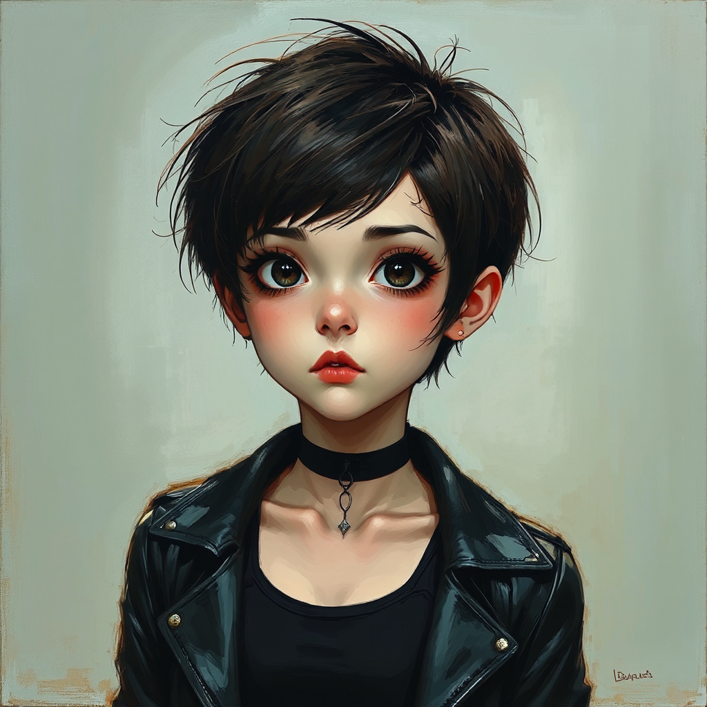 Young emo girl portrait.